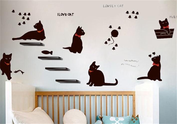 Sticker Famille Chat Noir