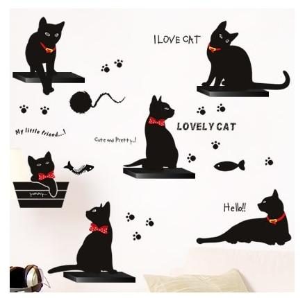 Sticker Famille Chat Noir