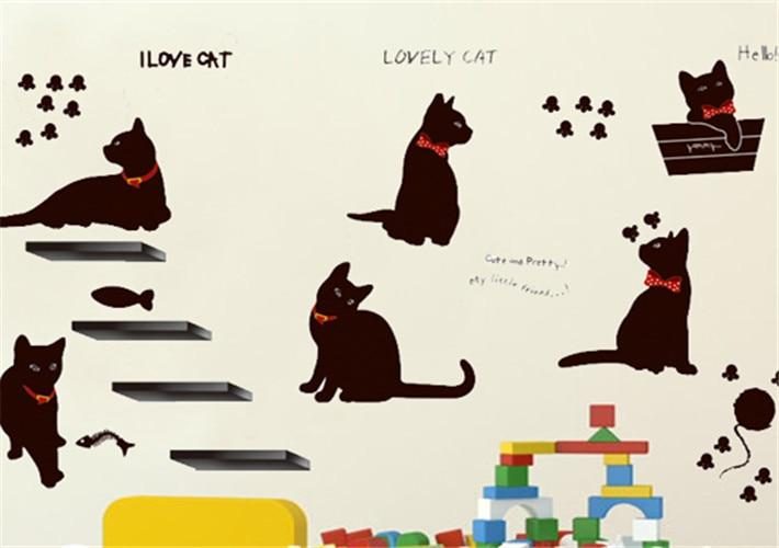 Sticker Famille Chat Noir