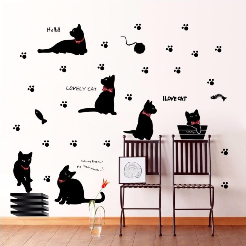 Sticker Famille Chat Noir