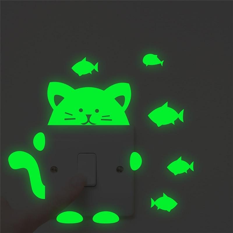 Stickers Muraux Chat Et Poisson Lueur