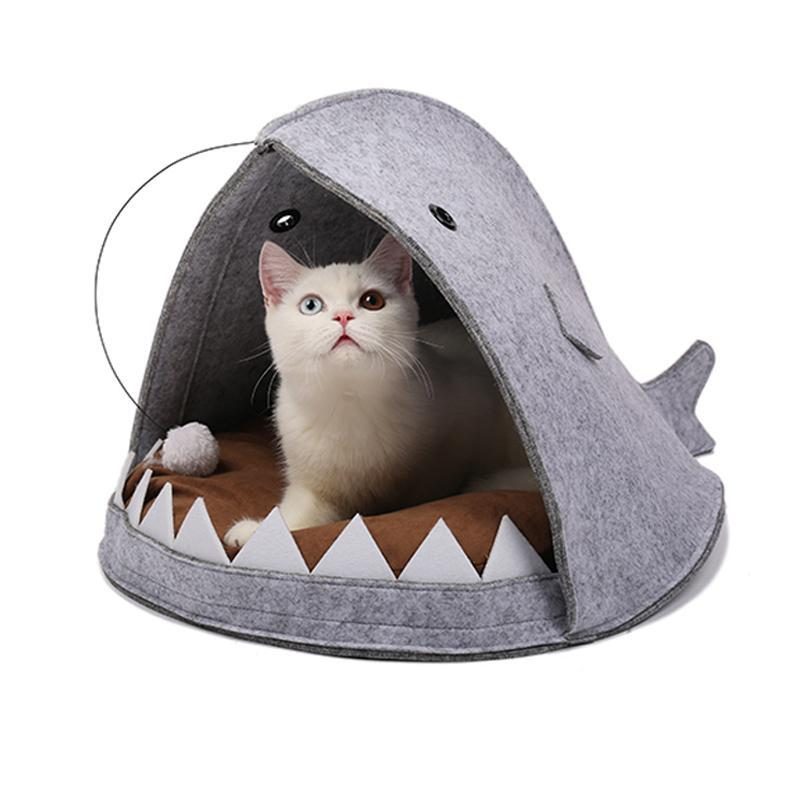 Style De Conception De Forme De Requin De Lit De Maison De Chat