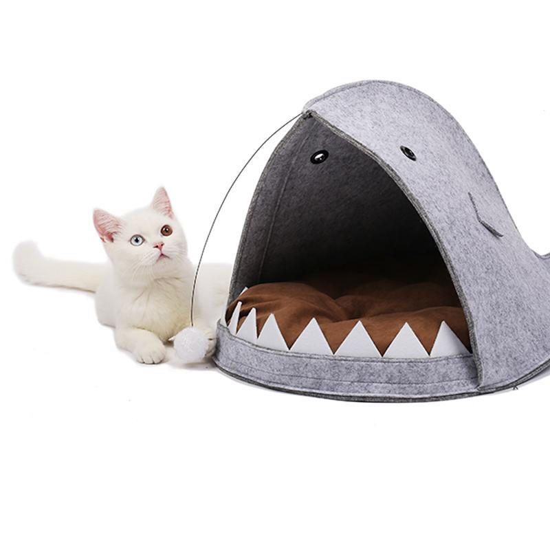 Style De Conception De Forme De Requin De Lit De Maison De Chat