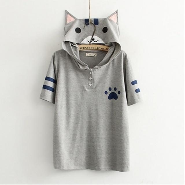 T-shirt À Capuche Avec Oreilles De Chat