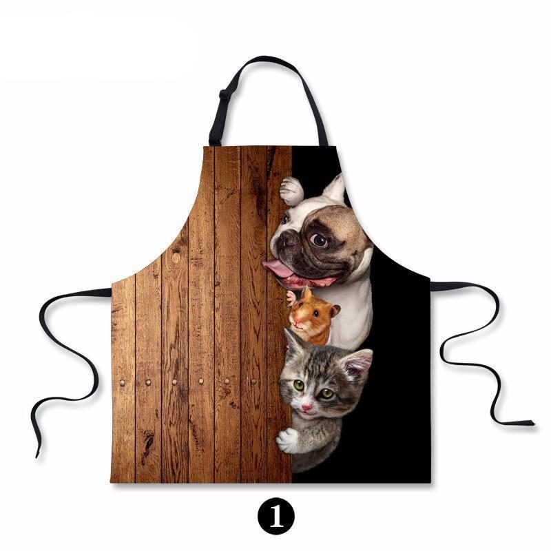 Tablier De Cuisine Imperméable Avec Peinture D'art De Chat De Chien