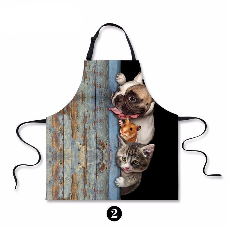 Tablier De Cuisine Imperméable Avec Peinture D'art De Chat De Chien