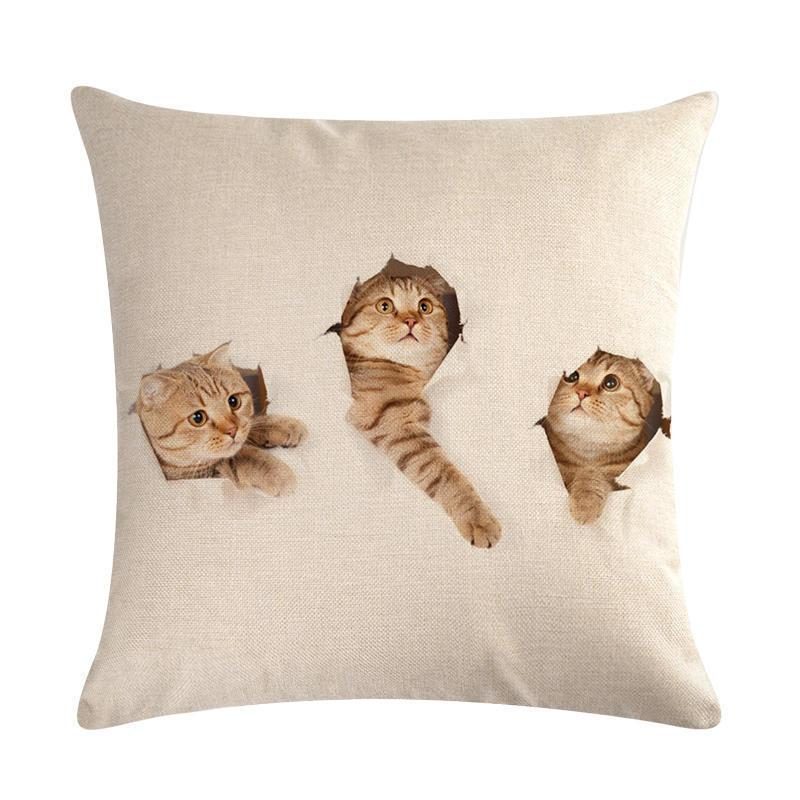 Taie D'oreiller Coussin Décoratif Imprimé Chat Mignon