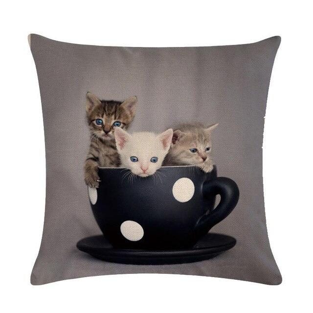 Taie D'oreiller Coussin Décoratif Imprimé Chat Mignon