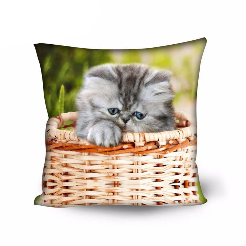 Taie D'oreiller De Coussin De Conception De Chat Décoratif Mignon