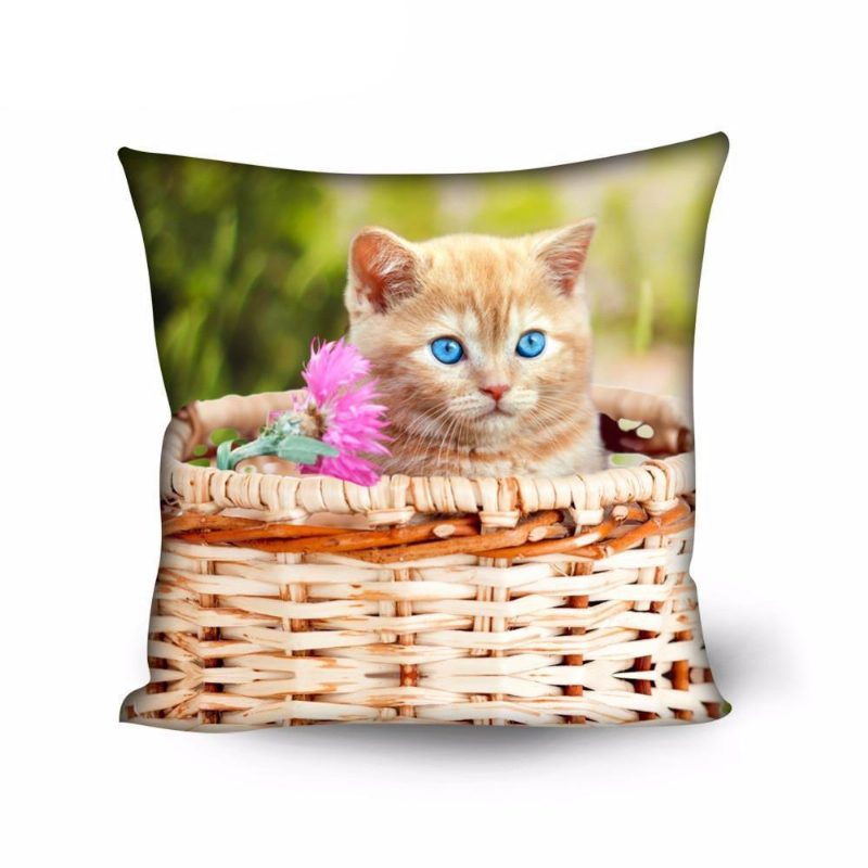 Taie D'oreiller De Coussin De Conception De Chat Décoratif Mignon