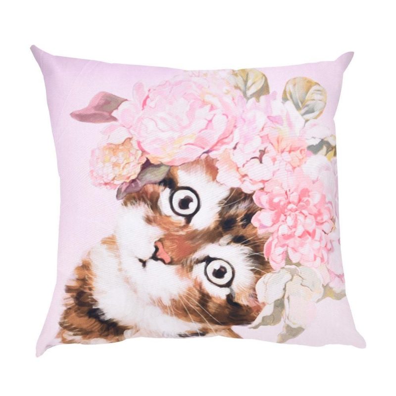 Taie D'oreiller Décorative Imprimée Motif Chat