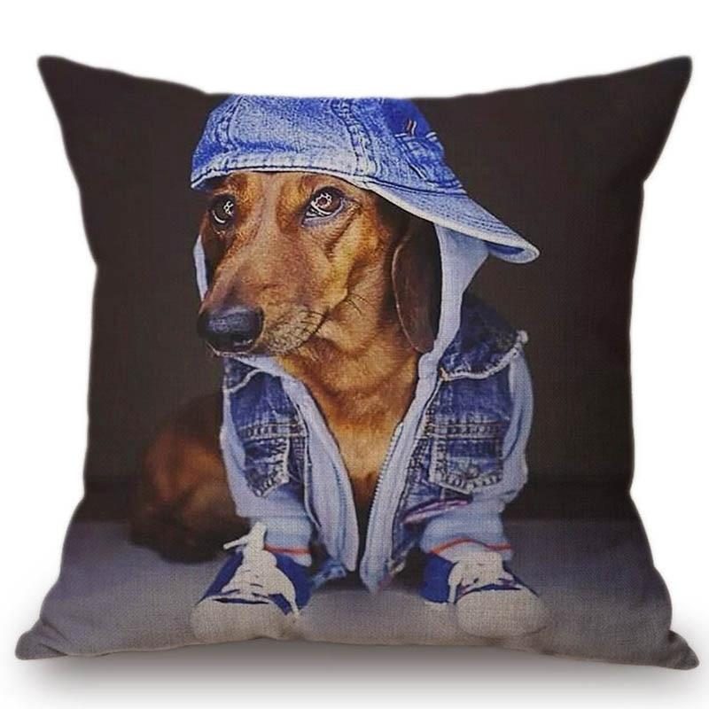 Taie D'oreiller Décorative Motif Chien En Chapeau