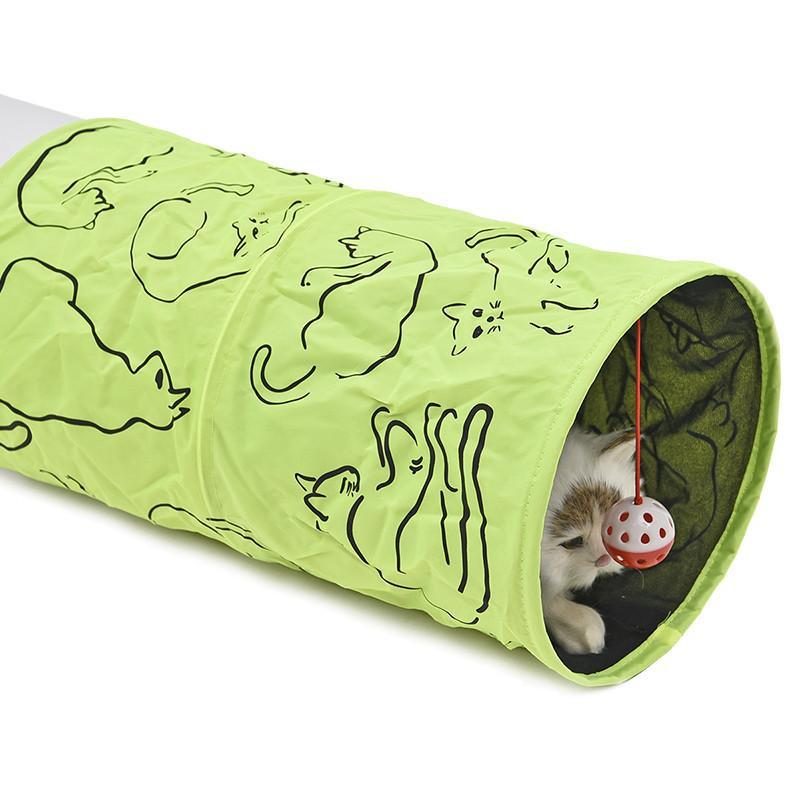 Tunnel Vert Pliable Pour Chat Craquelé Avec Balle Amusante