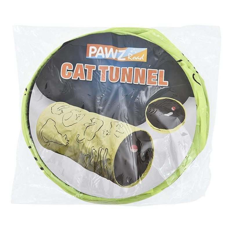 Tunnel Vert Pliable Pour Chat Craquelé Avec Balle Amusante