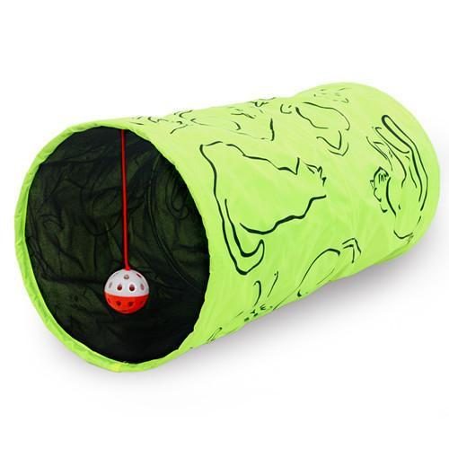 Tunnel Vert Pliable Pour Chat Craquelé Avec Balle Amusante